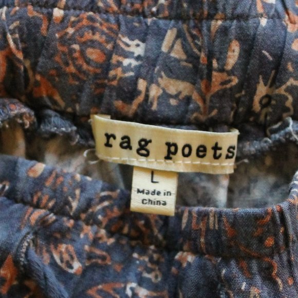 Patterned Rag Poets Pants, Size Large - Picture 3 of 3